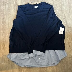 Croft & Barrow Navy Blue Sweater with Gray Hem